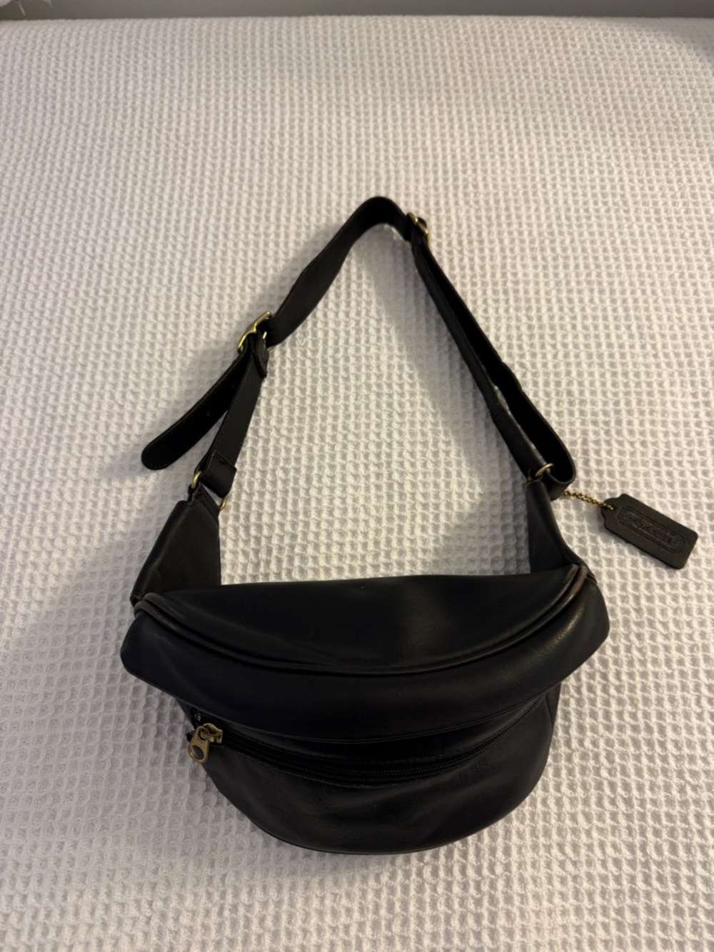 Vintage Coach Black Leather Belt Bag
